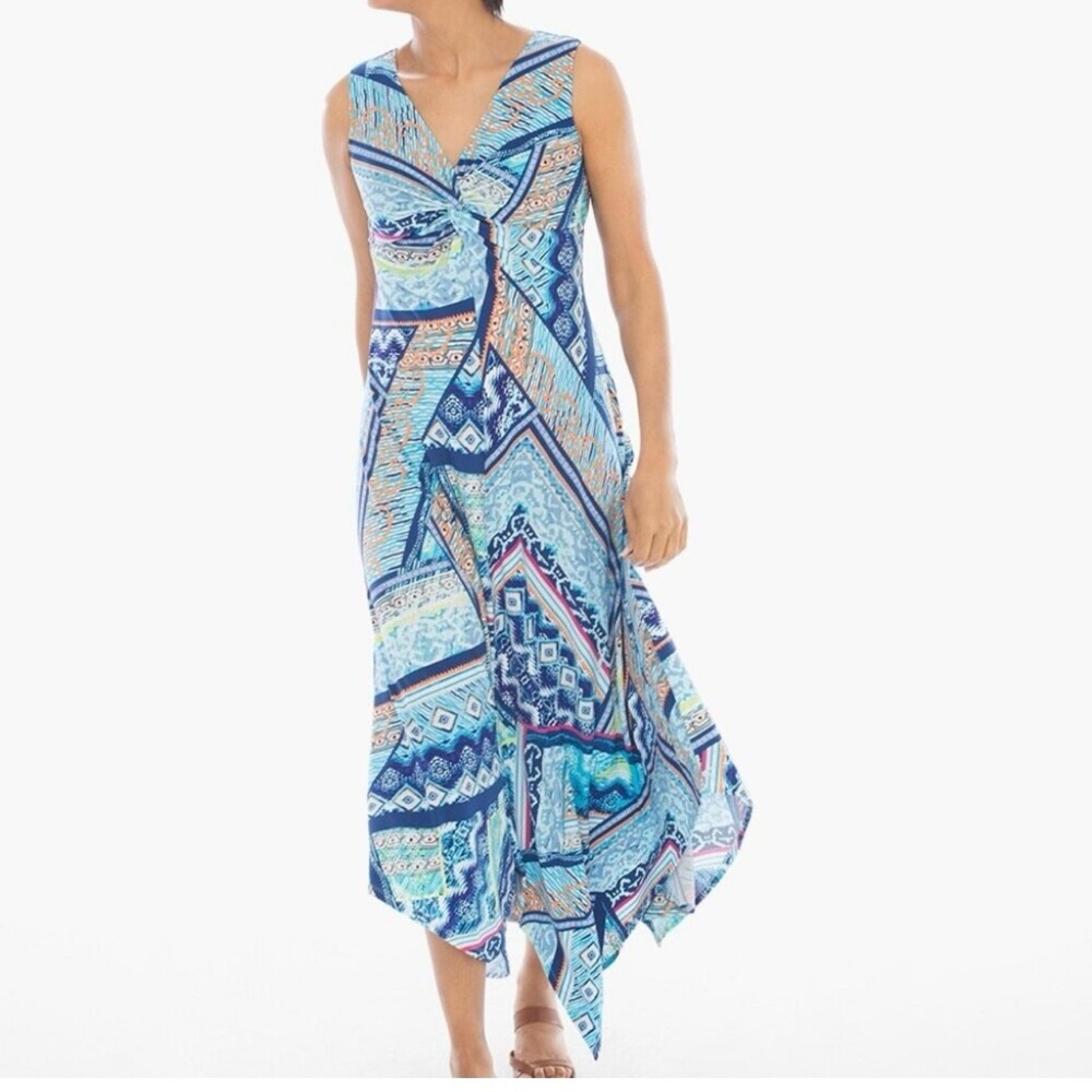 Chico’s Sleeveless Handkerchief Hem Maxi Dress